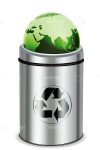 Metal Recycle Bin with Green Globe